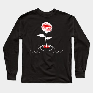 Red White Rose Blooming From Eye / Dark Clothes Long Sleeve T-Shirt